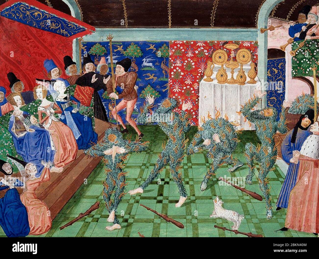 Le Bal des Ardents est représenté dans une miniature du XVe siècle de Jean Froissart Chronicles. Banque D'Images