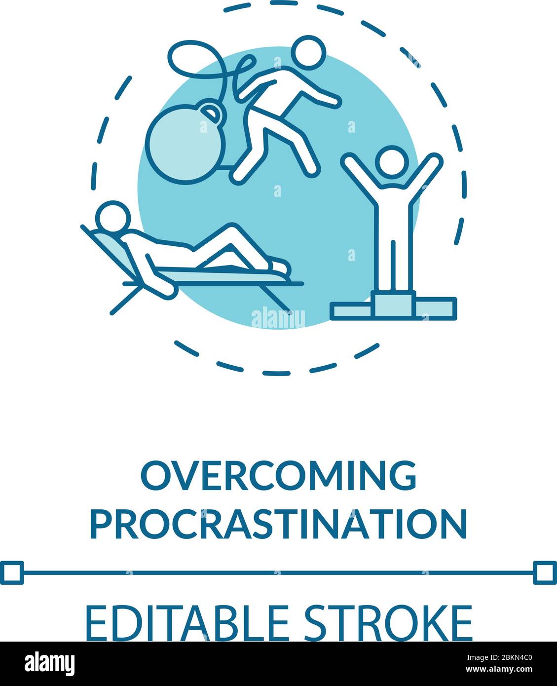 Icône de concept de dépassement de la procrastination Illustration de Vecteur
