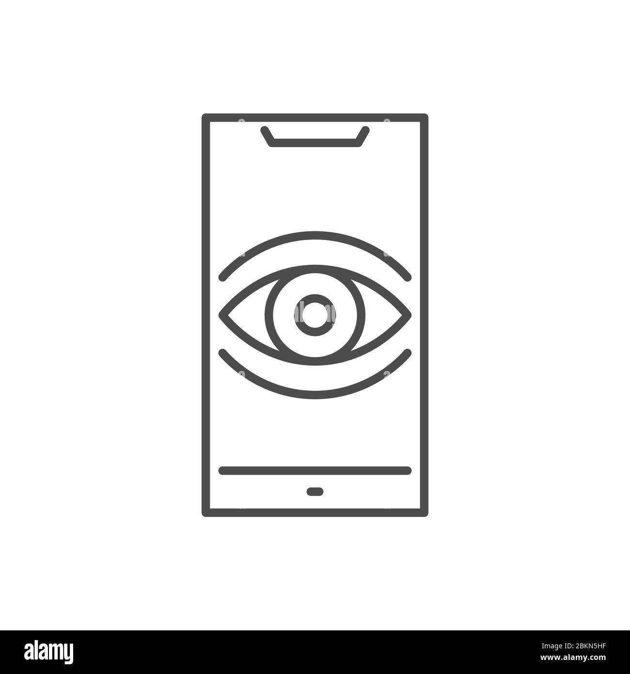 Icône de ligne fine vectorielle pour smartphone de surveillance. Illustration de Vecteur