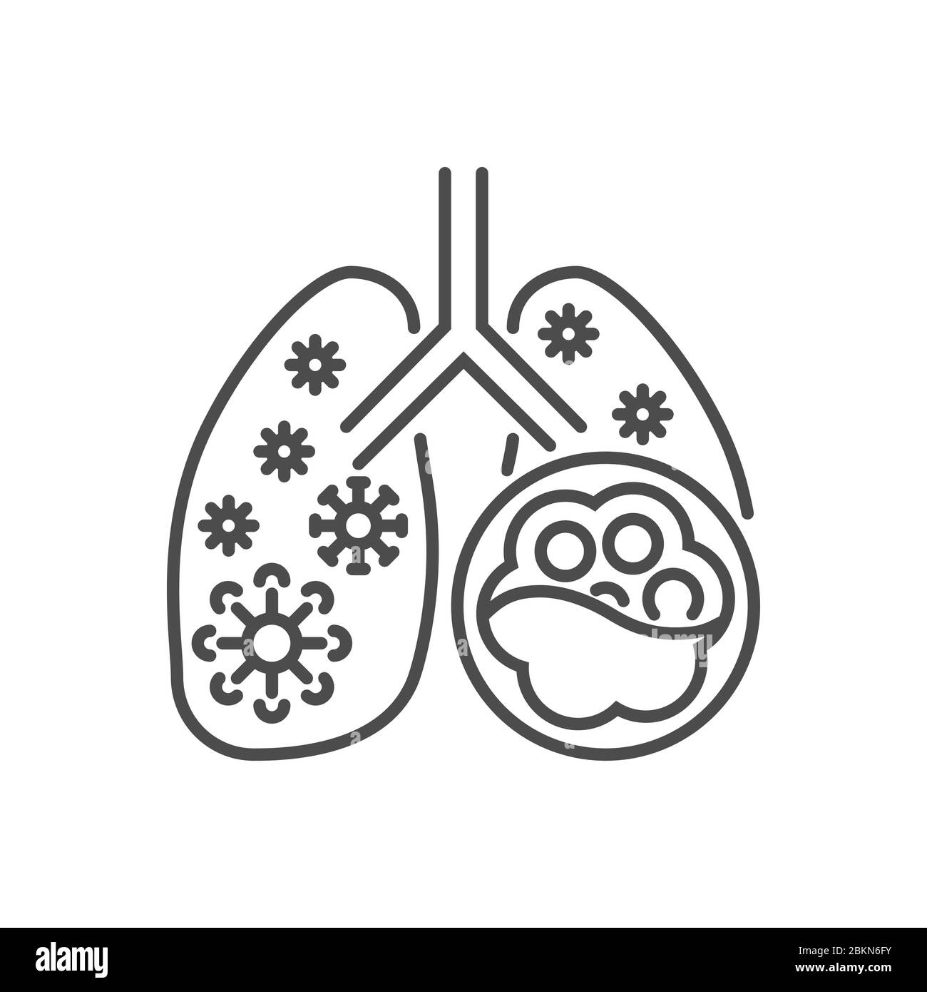 Icône de ligne mince de vecteur de pneumonie. Illustration de Vecteur