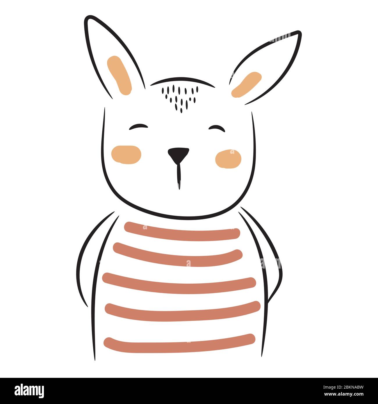 Illustration adorable de lapin en forme de doodle. Petit animal à la main pour des imprimés de vêtements. Illustration de Vecteur