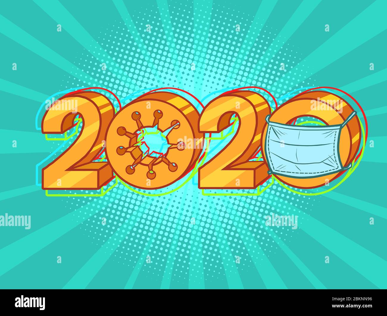 2020 année de pandémie du coronavirus 19 Illustration de Vecteur