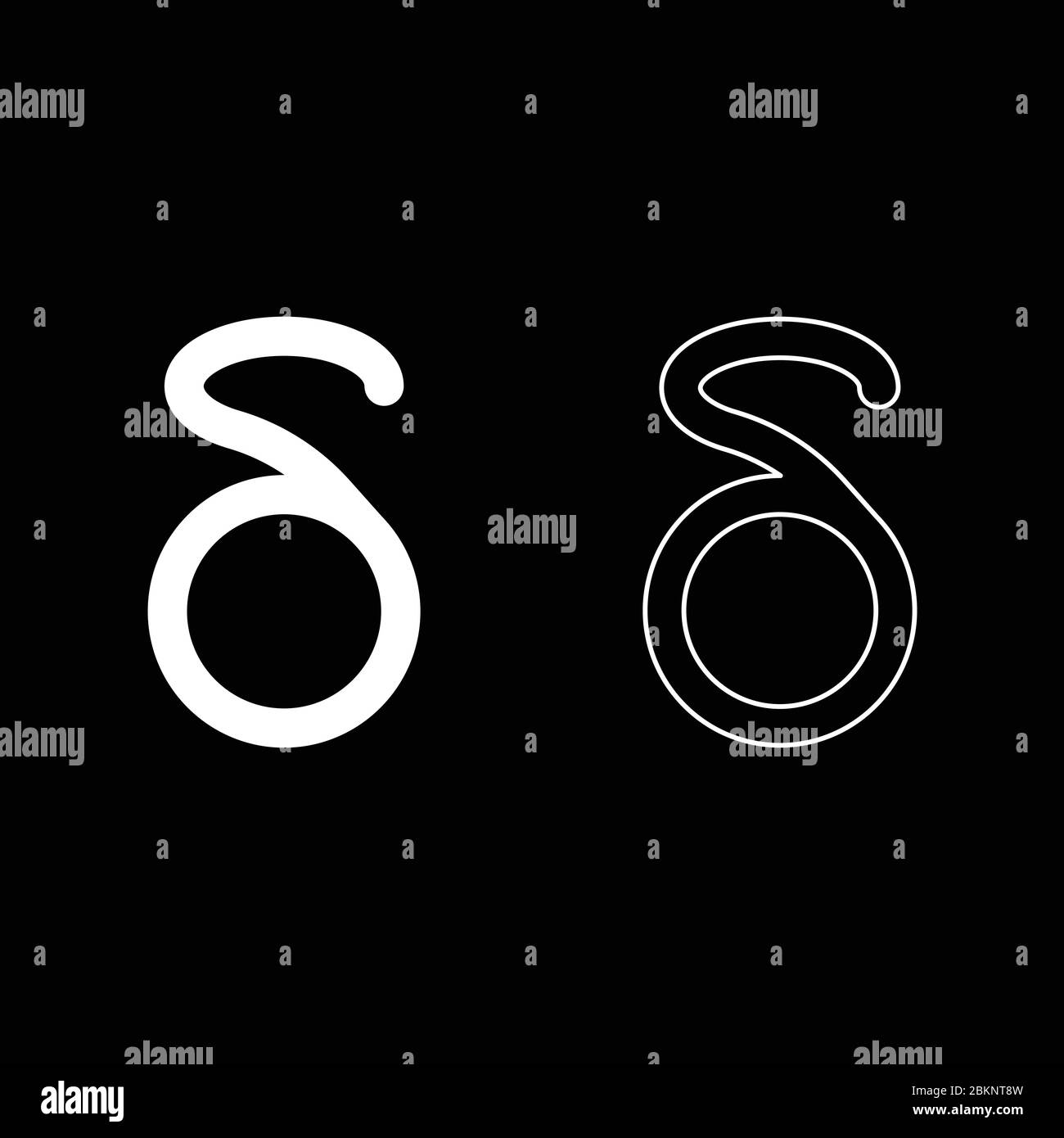 Symbole grec Delta petite lettre minuscule icône contour définir blanc couleur vecteur illustration style plat image simple Illustration de Vecteur