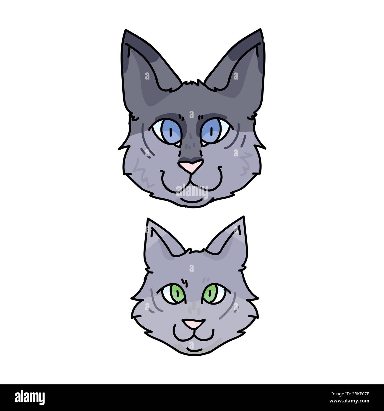 Mignon Dessin Anime Munchkin Visage De Chat Ensemble Clipart Vecteur Race De Chat Pour Les Amoureux De Chat Chaton Domestique Gris A Motif De Puebred Pour Illustration De La Salle D Animaux Image
