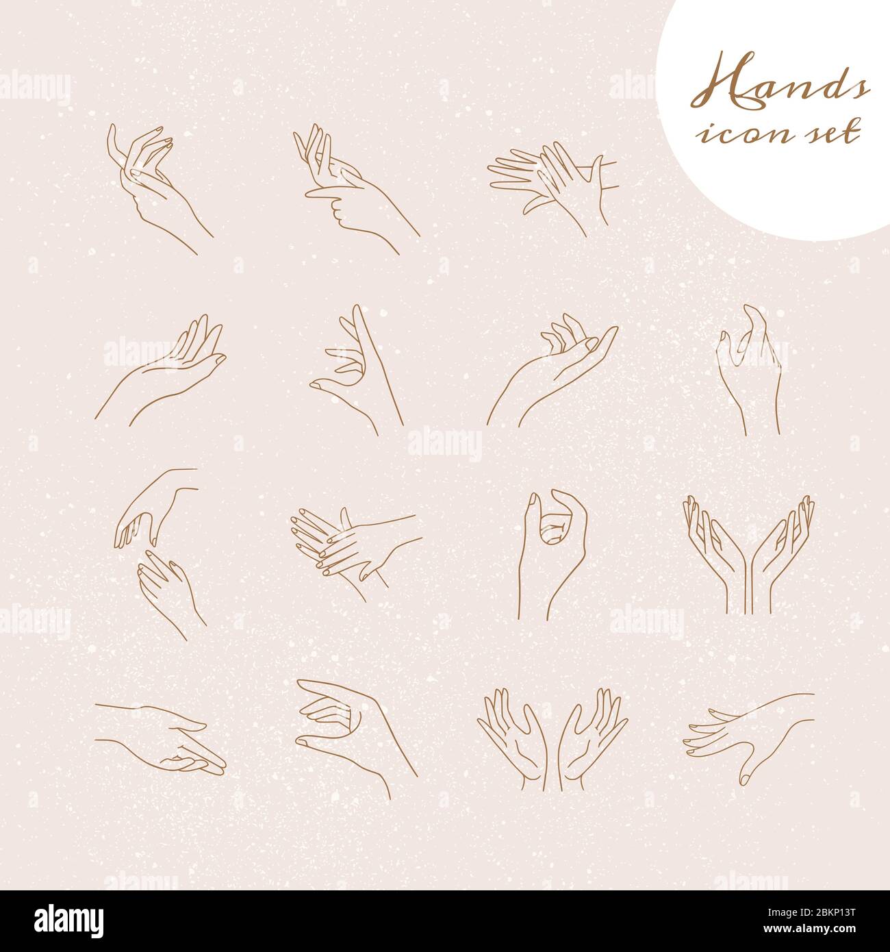 Un grand ensemble vectoriel d'icônes de main linéaire dans différentes variations et positions et montrant divers gestes Illustration de Vecteur