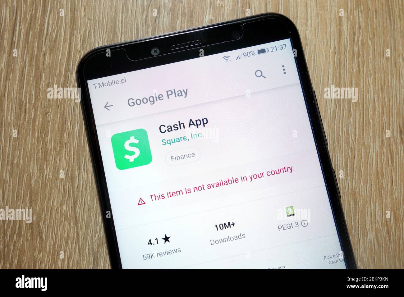 L'application Square Cash sur le site Web Google Play Store s'affiche sur le smartphone Banque D'Images