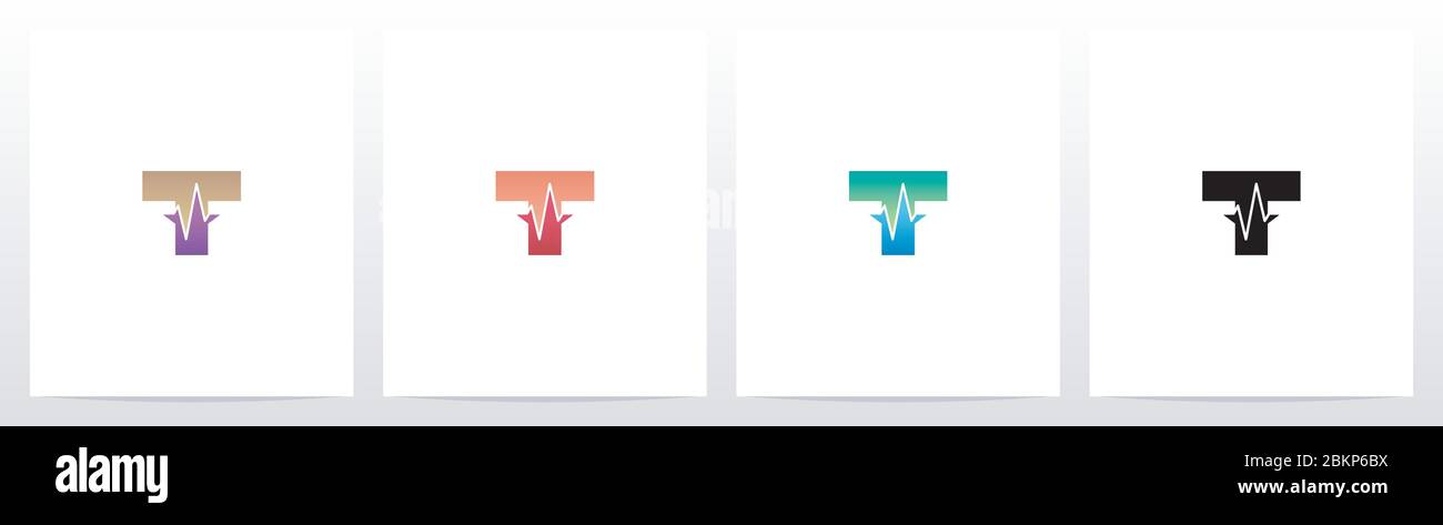 Pulse Line sur lettre logo Design T Illustration de Vecteur
