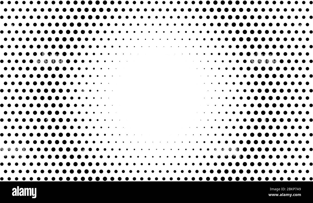 Cercle points fond vectoriel. Cadre rond en pointillés demi-ton abstrait. Noir et blanc, motif tendance minimaliste Illustration de Vecteur