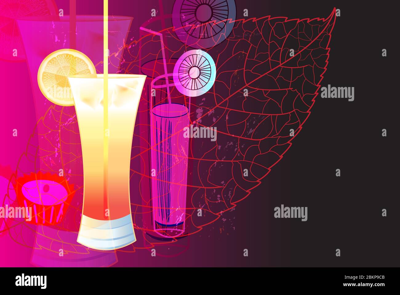 Illustration d'un délicieux cocktail avec une tranche d'agrumes sur fond lumineux Illustration de Vecteur