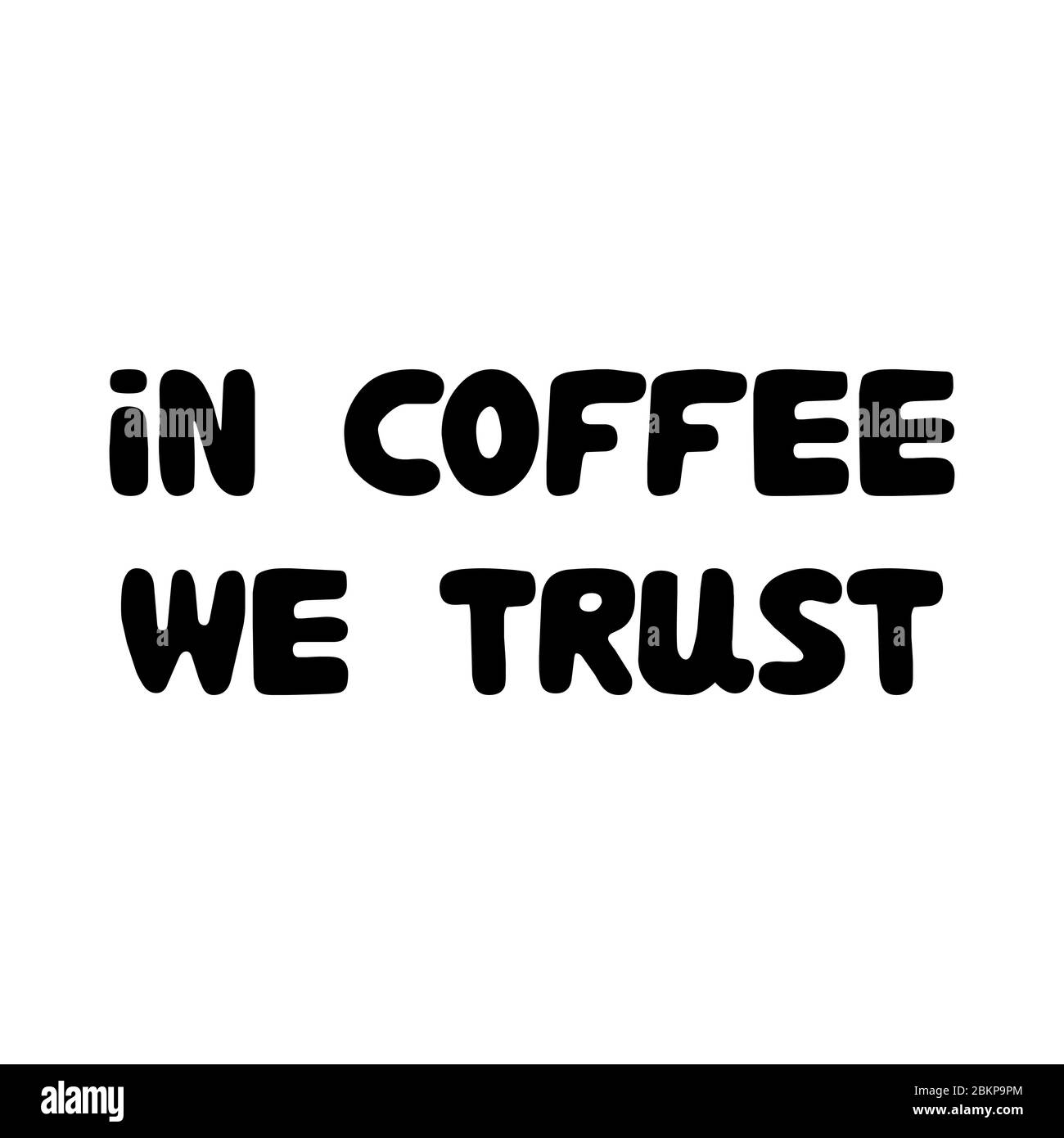 Dans le café, nous avons confiance. Joli texte en forme de bulle à motif de caniche dessiné à la main. Isolé sur fond blanc. Illustration de stock vectoriel. Illustration de Vecteur
