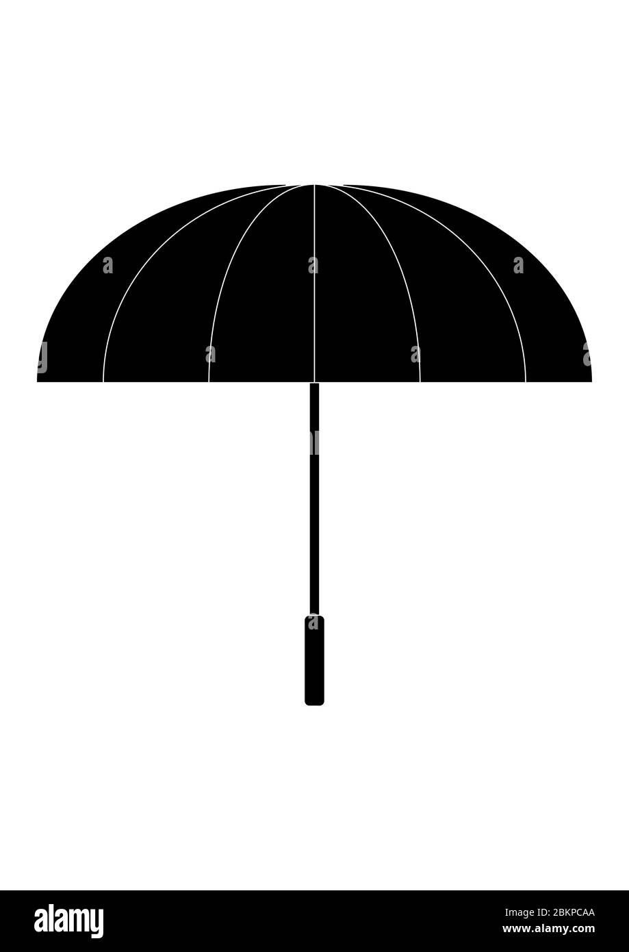 Parapluie noir de la pluie sur un fond blanc. Illustration de Vecteur