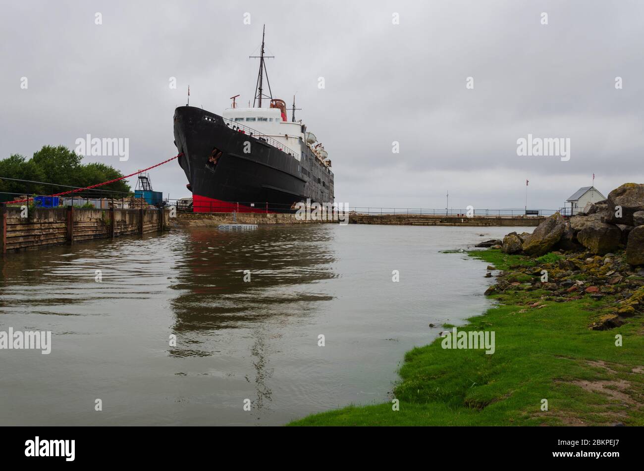 Llanerch-y-Mor, Royaume-Uni : 31 juillet 2019 : navire à vapeur de traversier de passagers, TSS Duke of Lancaster, exploité de 1956 à 1979. Il a ensuite été constamment encorché pour faire des opérations Banque D'Images