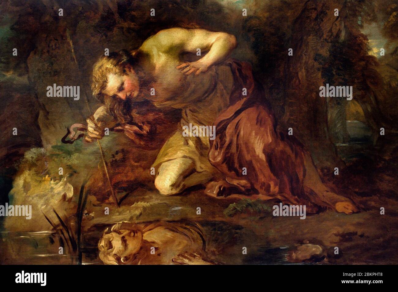Narcisse 1720 par LEMOYNE, François 1688 - 1737, France, Français, ( dans la mythologie grecque, Narcisse était un chasseur de Thespiae à Boeotia qui était connu pour sa beauté. ) Banque D'Images