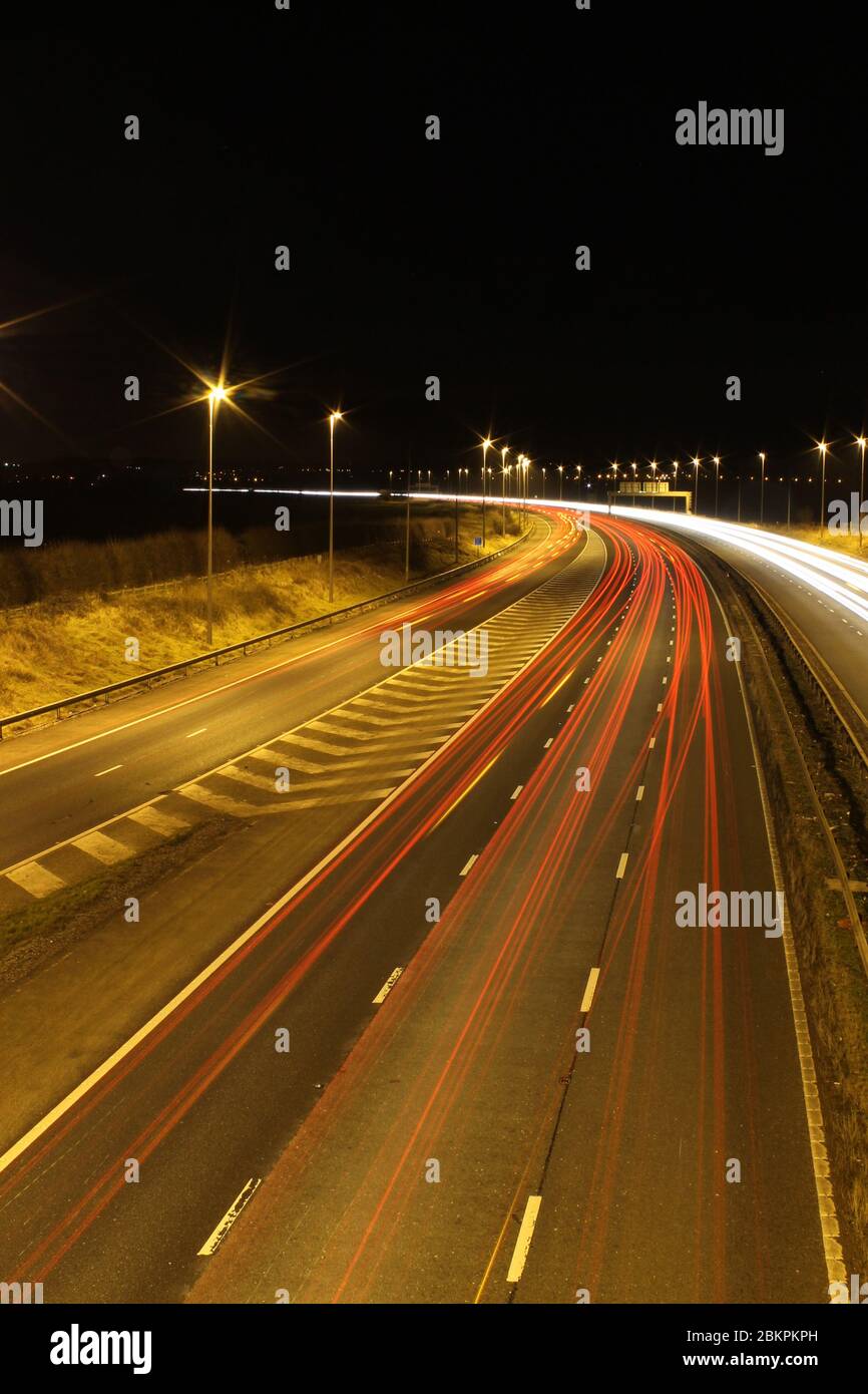 Les feux de circulation sur l'autoroute M56 Ellesmere Port Banque D'Images