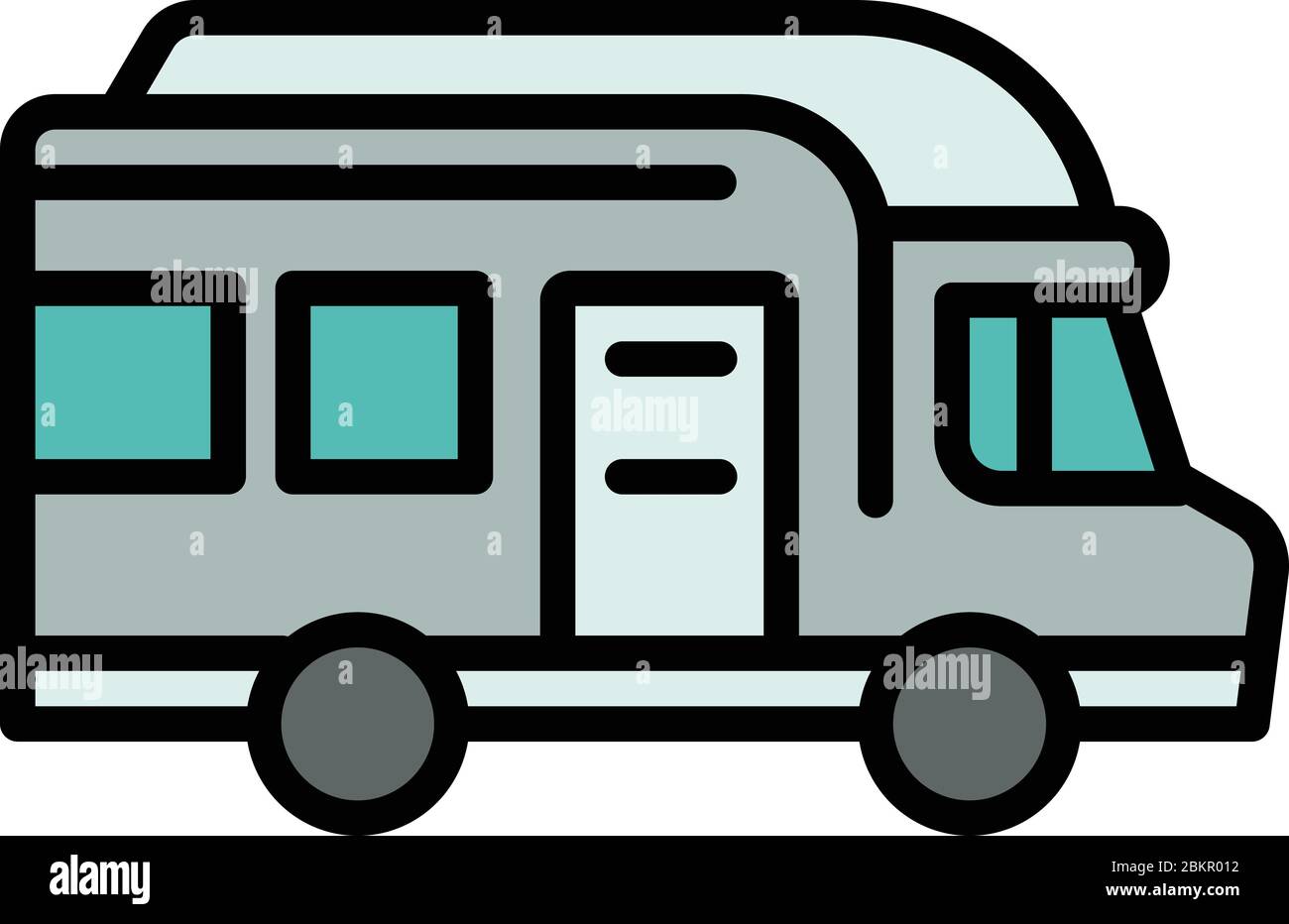 Icône de camion de camping. Contour campement camion vecteur icône pour la conception de Web isolé sur fond blanc Illustration de Vecteur