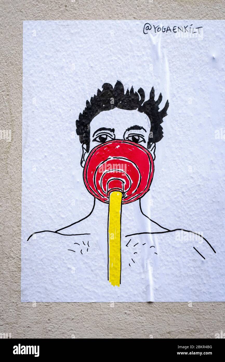 France, Paris, COVID-19 (ou coronavirus) LockDown, Montmartre, graffiti Banque D'Images