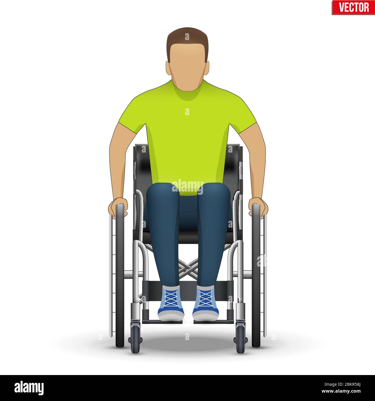 Homme handicapé en fauteuil roulant Illustration de Vecteur