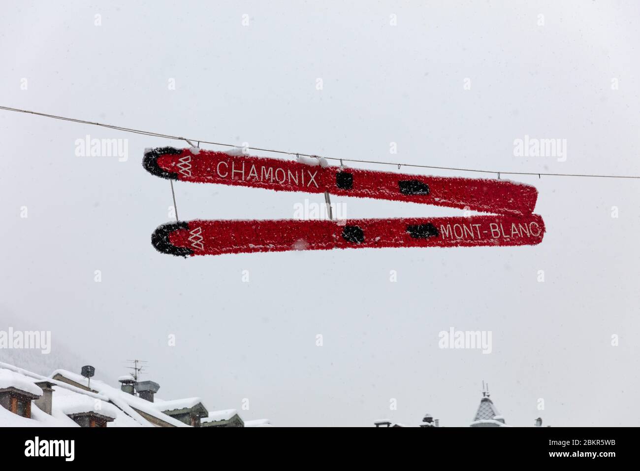 France, haute Savoie, Chamonix Mont blanc, massif du Mont blanc, décoration d'hiver dans les rues de Chamonix Banque D'Images
