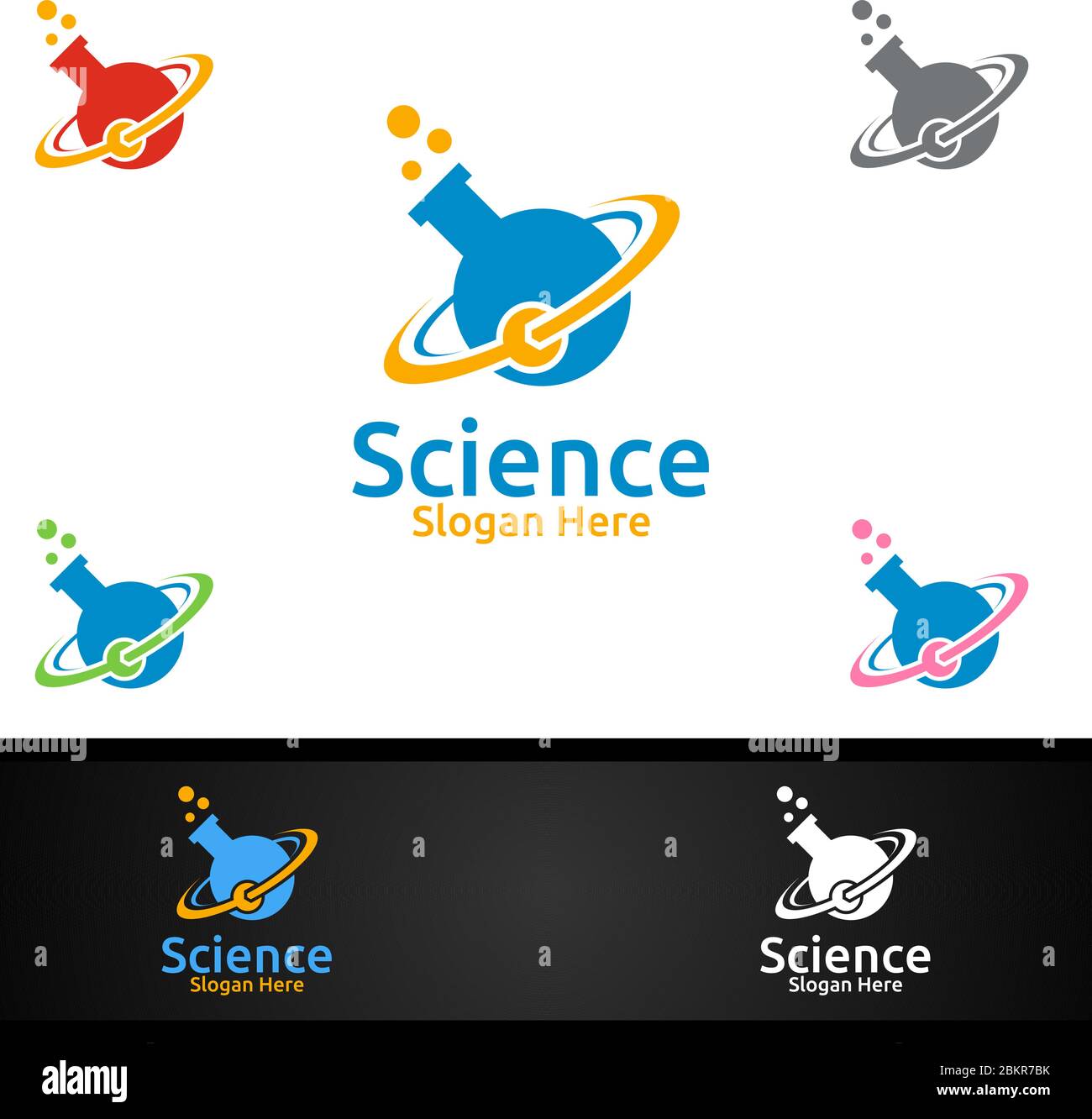 Logo du laboratoire de science et de recherche pour la microbiologie, la biotechnologie, la chimie ou le concept de conception de l'éducation Illustration de Vecteur