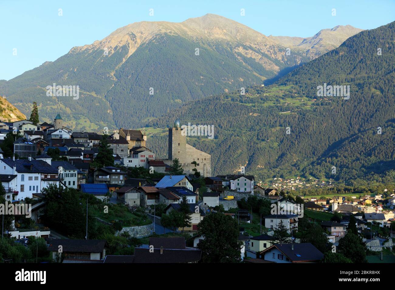 Suisse, canton du Valais, Leuk, vue sur le village Banque D'Images