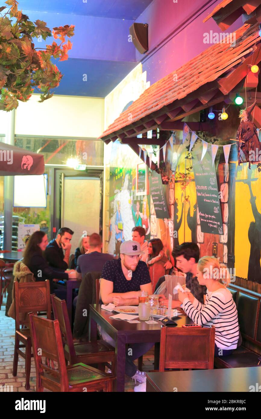 France, Loiret, Orléans, place de Loire, Delirium Cafe, bar proposant une sélection de 200 bières Banque D'Images