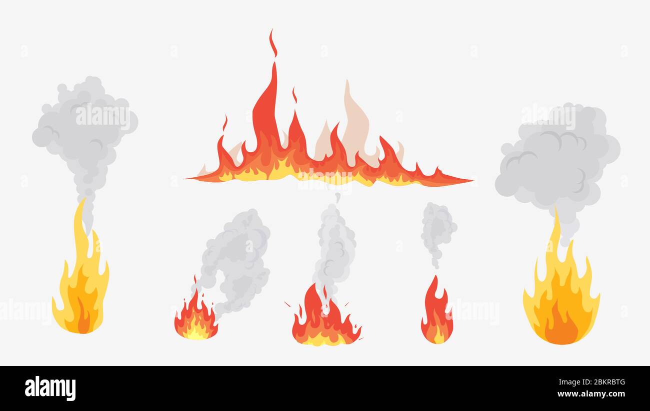 Forme Flamur Flammes et fumée sous diverses formes. Différents types de feu Image ...