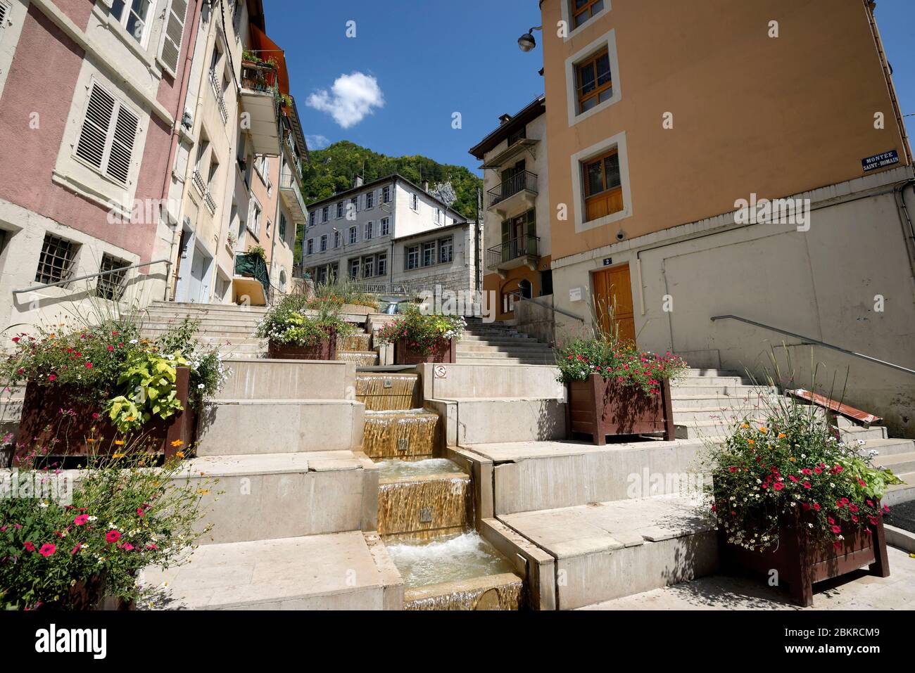 France, Jura, Saint Claude, Montee Saint-Romain Banque D'Images