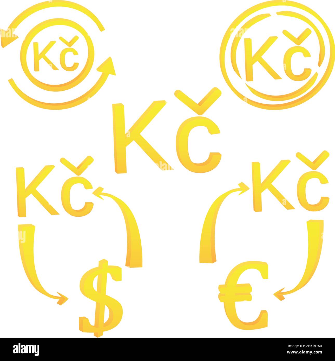 3D symbole de la couronne tchèque symbole de la monnaie icône de la République tchèque Illustration de Vecteur