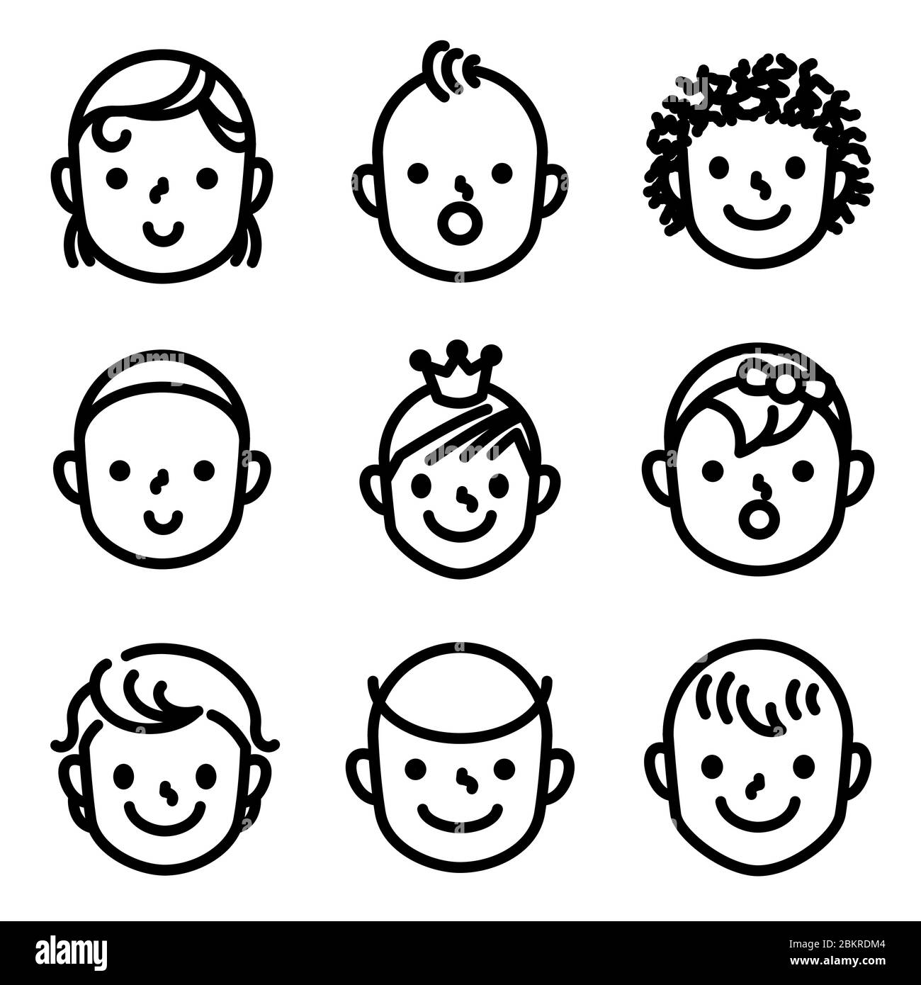 Ensemble d'icônes d'avatar enfant - vecteur. Garçons et filles. Illustration de Vecteur