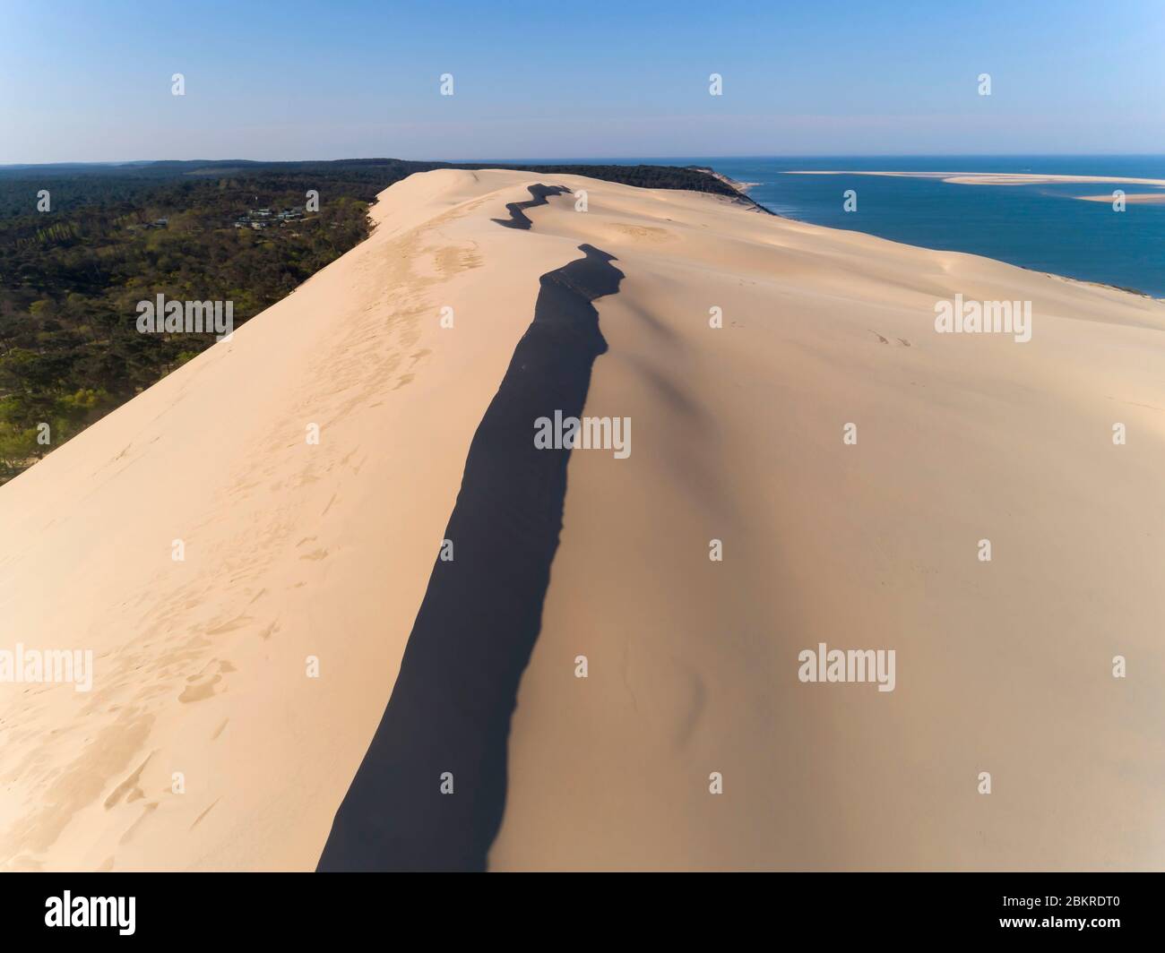 France, Gironde, bassin d'Arcachon, confinement de la COVID-19 (ou coronavirus), la teste-de-Buch, Pyla-sur-mer, dune du Pilat (vue aérienne) Banque D'Images