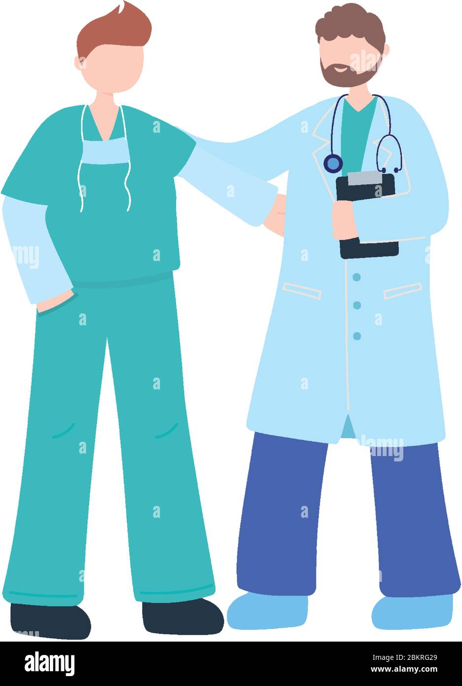 médecin professionnel et infirmière personnel médical masque stéthoscope illustration vectorielle Illustration de Vecteur
