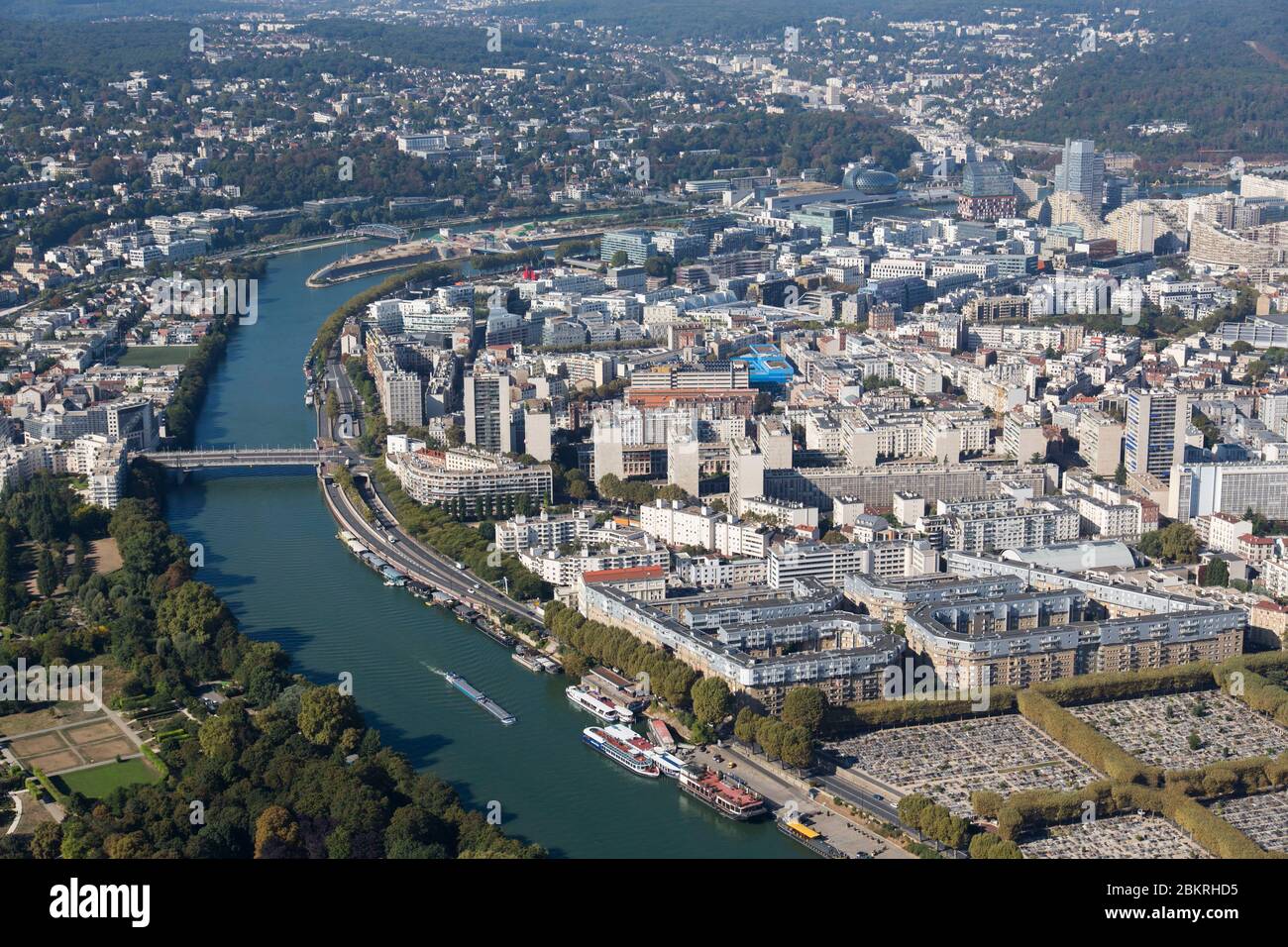 France, hauts de Seine, Boulogne Billancourt (vue aérienne) Banque D'Images