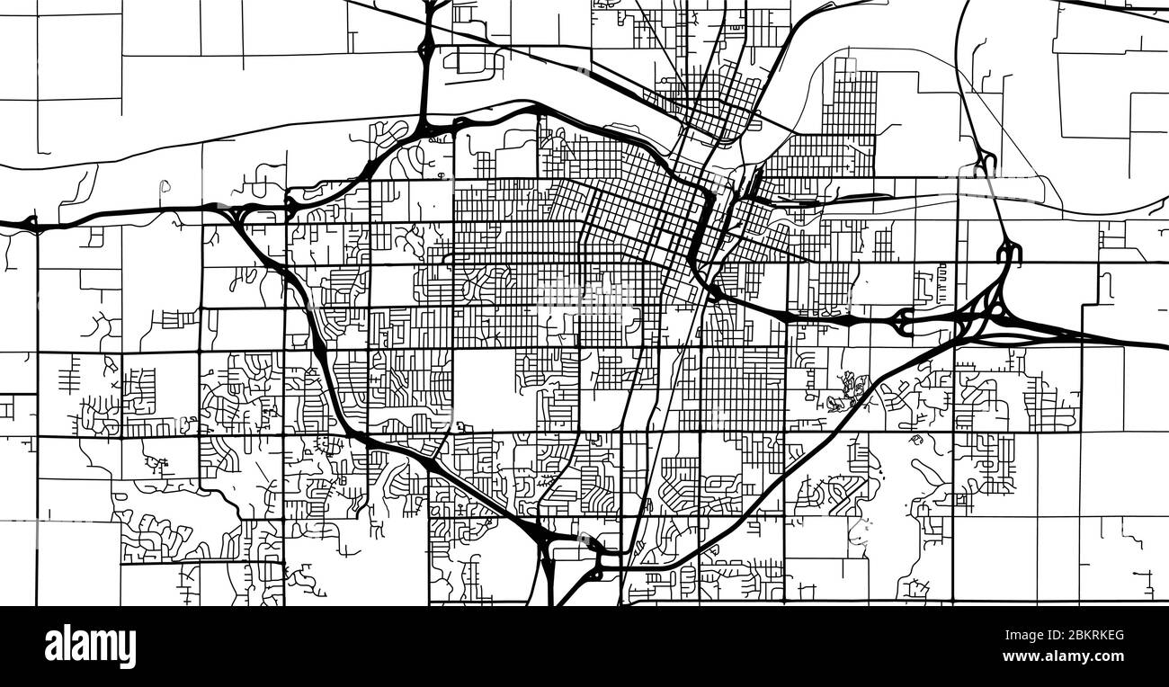 Plan urbain vectoriel de Topeka, États-Unis. Capitale de l'État du Kansas Illustration de Vecteur