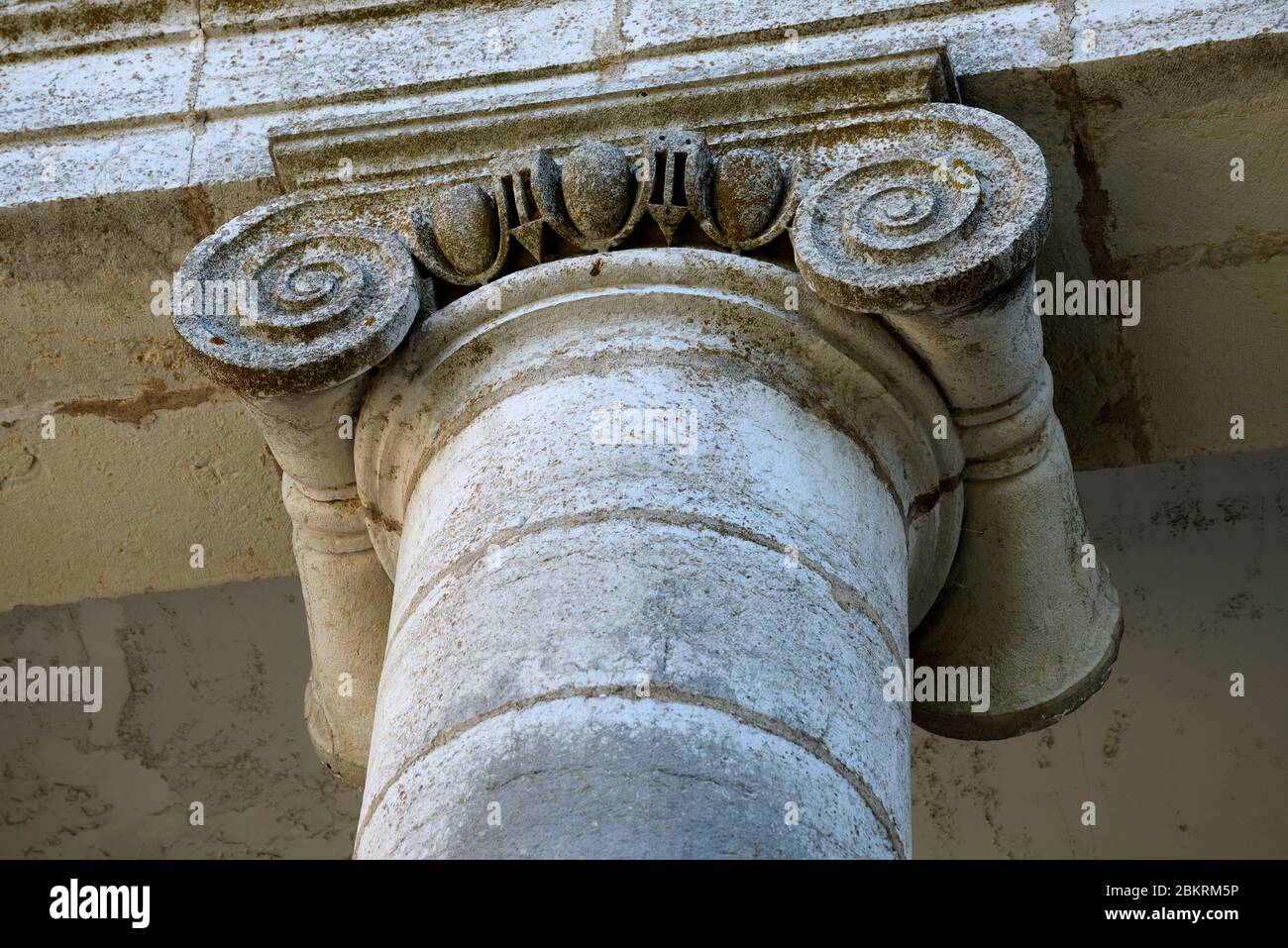 France, Doubs, Moncley, château construit entre 1778 et 1790, façade latérale de cour, colonne Banque D'Images