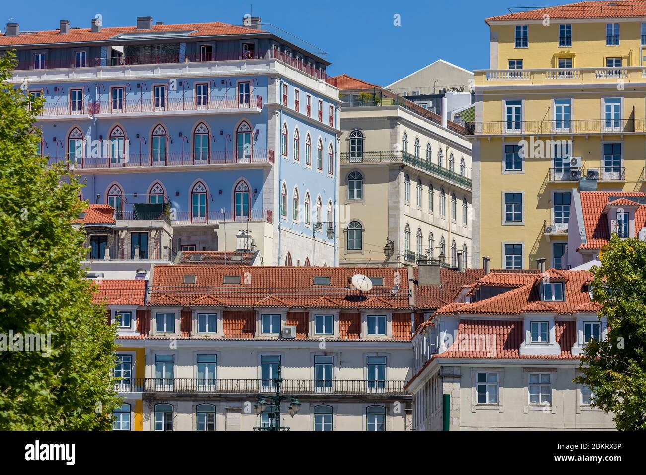 Portugal, Lisbonne, Baixa, bâtiments sur le Tage Banque D'Images