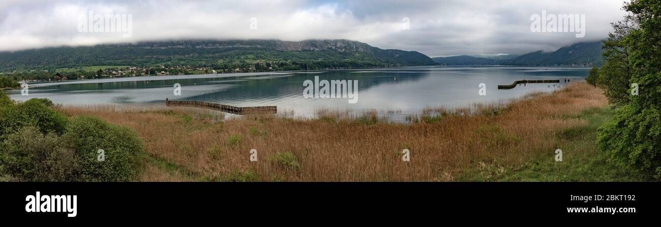 France, haute Savoie, Annecy, lac d'Annecy, panorama sur les roseaux de la réserve naturelle de l'extrémité du lac Banque D'Images