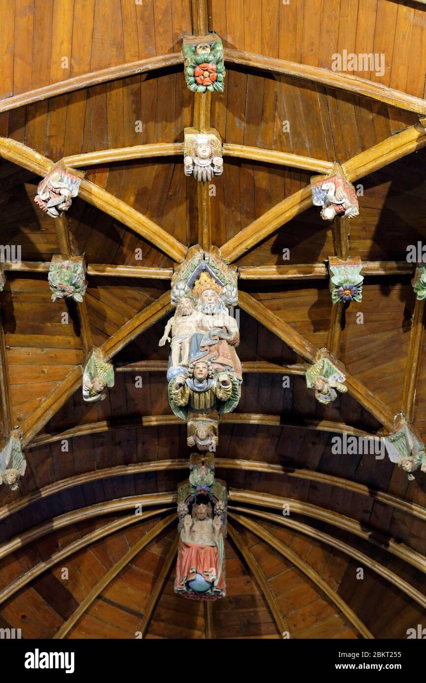 France, Côte d'Armor, Loc Envel, à l'intérieur de l'église, la voûte Banque D'Images