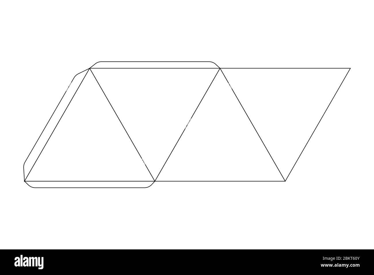 Modèle de pyramide en papier, schéma de rognage sur blanc Illustration de Vecteur