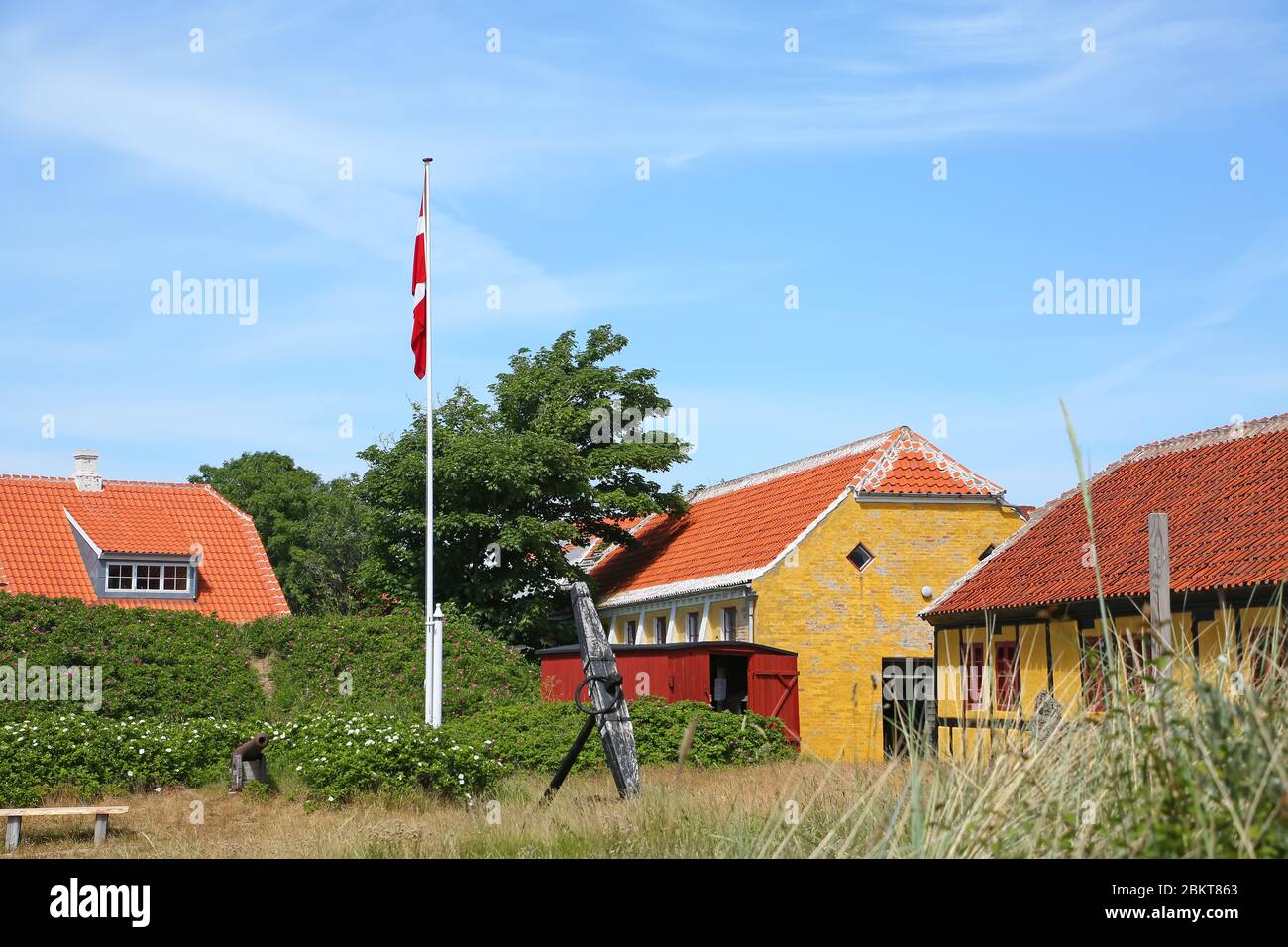 Bâtiments historiques et traditionnels, aux couleurs typiques de Skagen, Danemark. Banque D'Images
