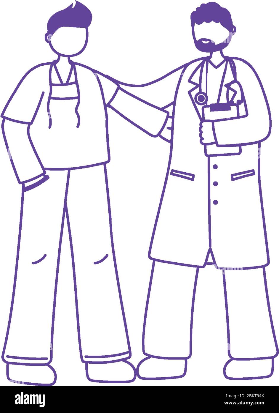 médecin professionnel et infirmière personnel médical masque stéthoscope illustration vectorielle Illustration de Vecteur