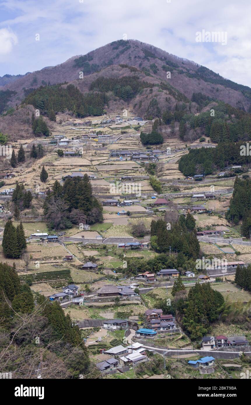 Village traditionnel d'Ochiai dans la vallée d'Iya, préfecture de Tokushima, Shikoku, Japon Banque D'Images