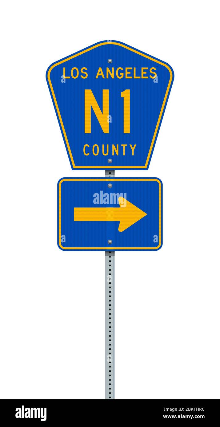 Illustration vectorielle du panneau routier de la N1 du comté de Los Angeles sur un poteau métallique Illustration de Vecteur
