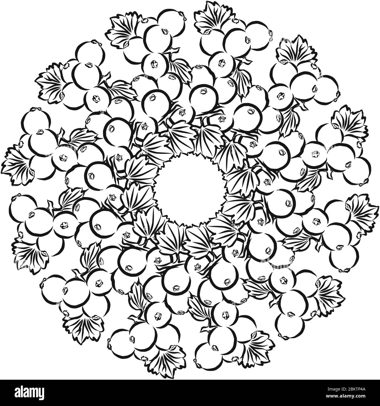 Version de contour des raisins de Corinthe disposés en cercle. Composition ronde sans couture avec fruits dessinés à la main. Illustration vectorielle en blanc Illustration de Vecteur