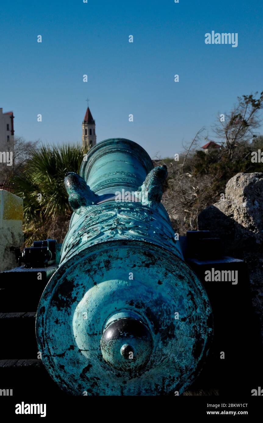 Cannon au monument national Castillo de San Marcos. St. Augustine, Floride Banque D'Images