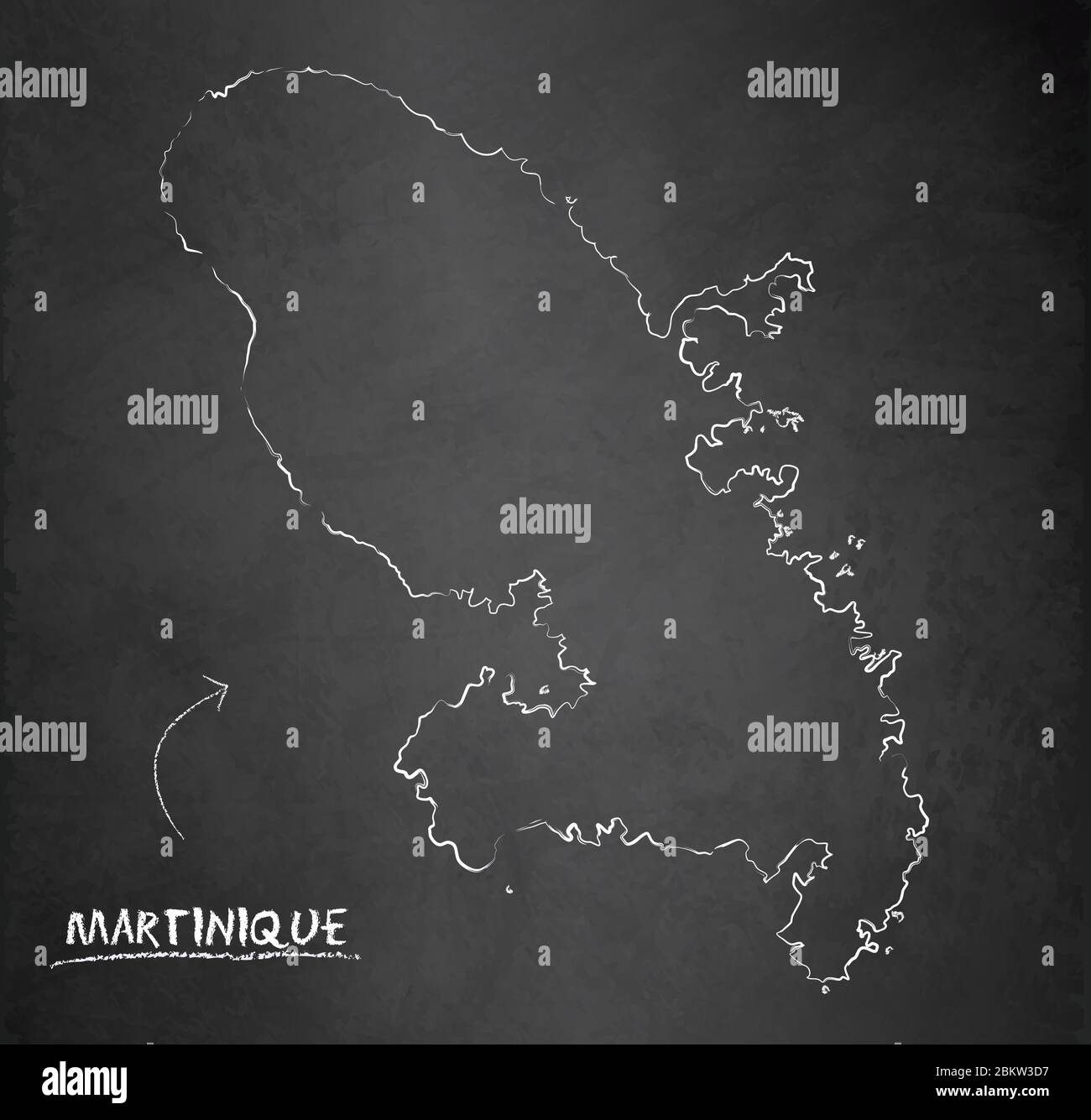 Carte Martinique, carte design noir tableau noir vecteur tableau noir Illustration de Vecteur
