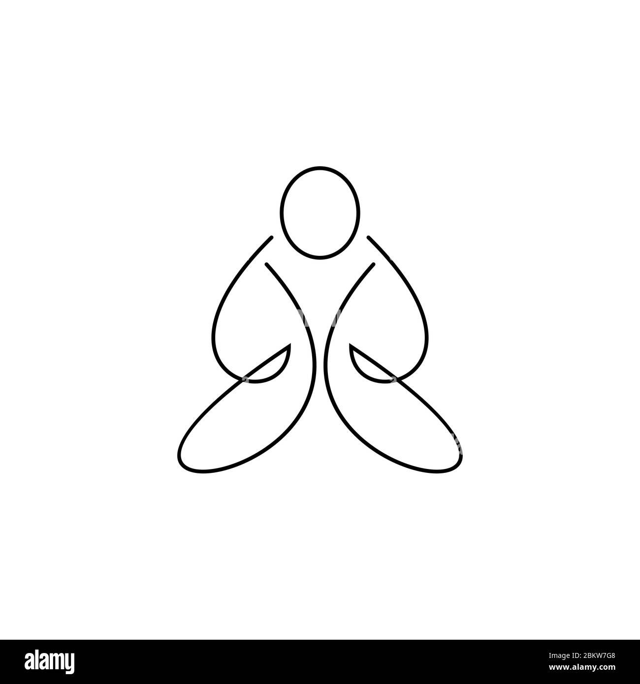 Illustration vectorielle des personnes posant la méditation, concept de conception linéaire, isolé sur fond blanc. Illustration de Vecteur