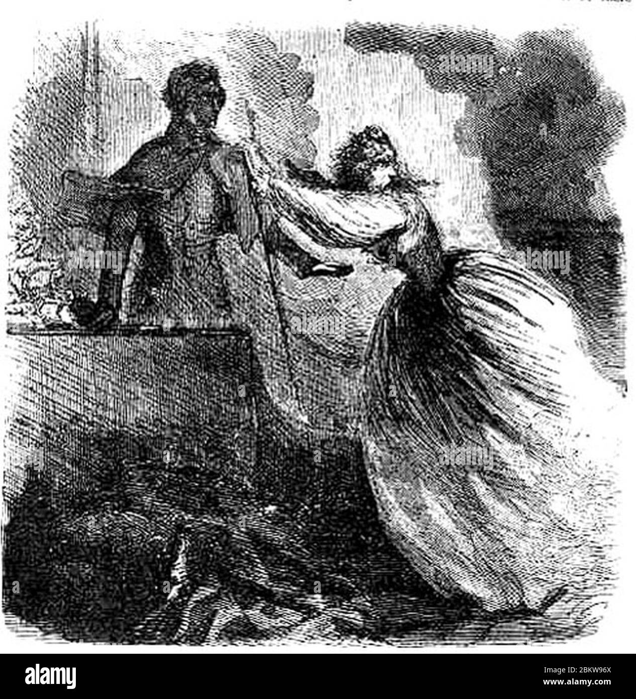 Je l'ai vue courir à moi en hurlant de feu qui lui a tout fait. Banque D'Images