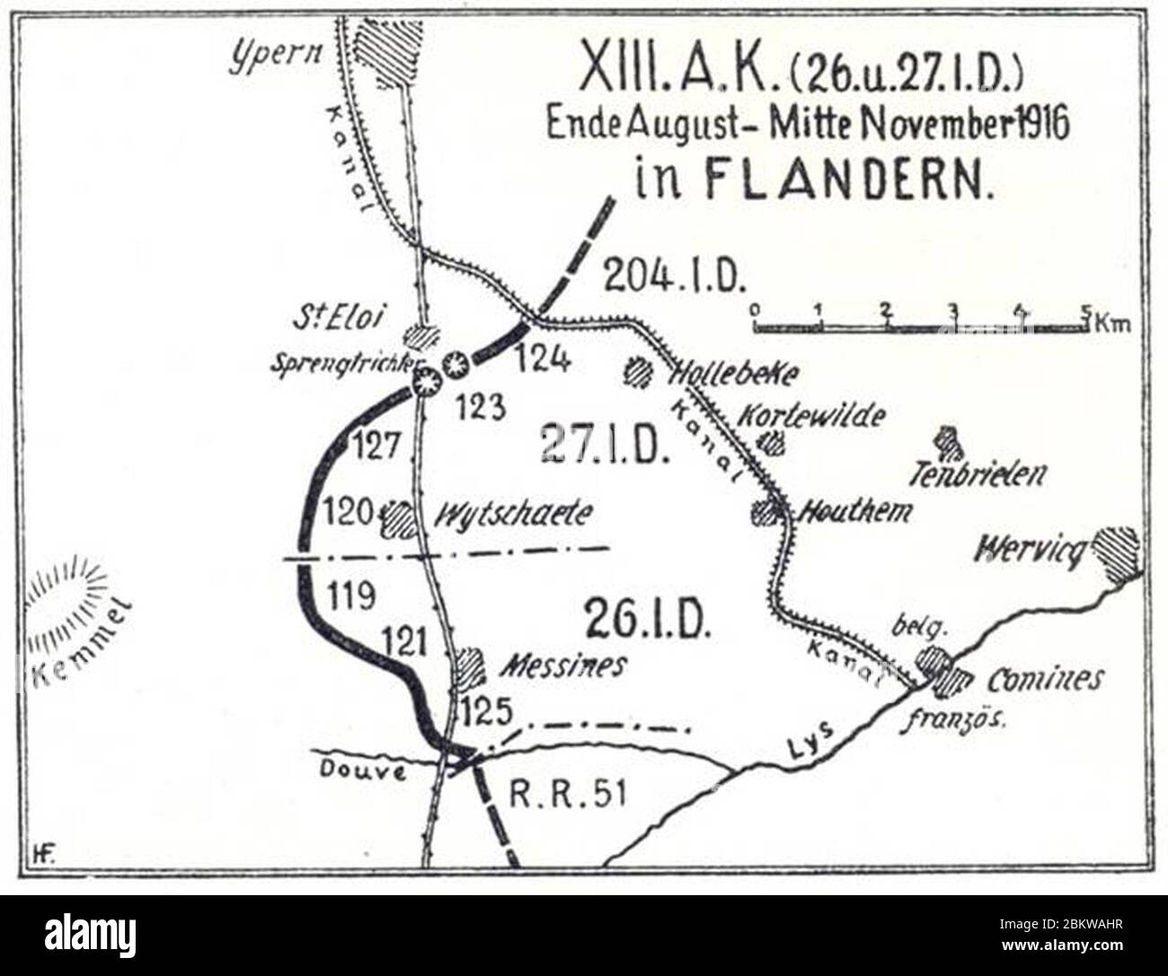 I.WK XIII 1916 A. K. à Flandern. Banque D'Images