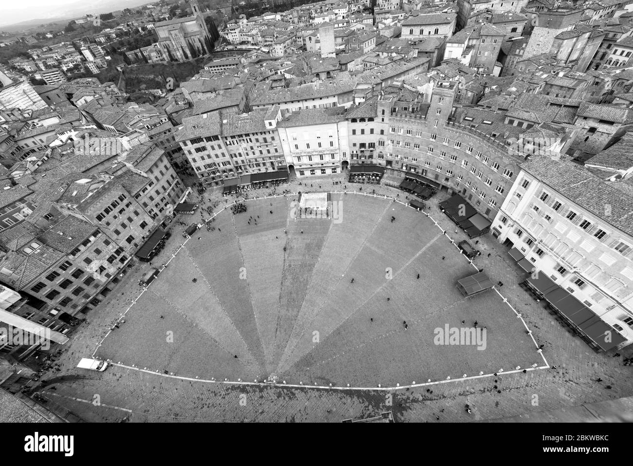 SIENNE, ITALIE - 13, MARS 2018: De haut en bas de l'image de la Piazza del Campo, une immense place à Sienne, Italie Banque D'Images