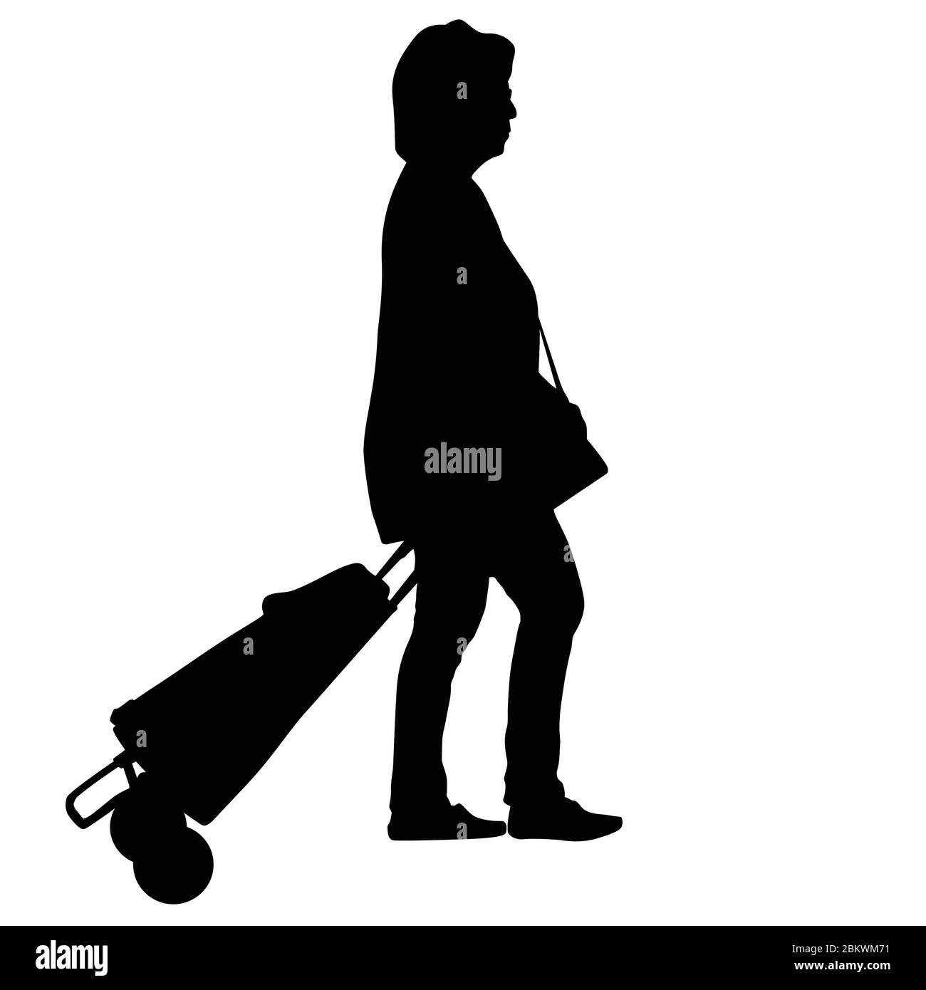 Silhouette de femme avec bagages sur fond blanc, illustration vectorielle Illustration de Vecteur